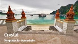  Presentation with krabi - Cool new theme with boats and yachts near the tropical beach andaman sea province krabi koh phi phi island kingdom thailand backdrop and a coral colored foreground