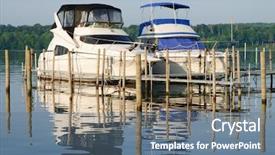 Presentation with lake dock - Theme featuring boats at a dock on a lake background and a ocean colored foreground