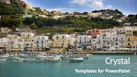  Presentation with boats - Cool new PPT theme with boats-at-a-harbor-capri backdrop and a ocean colored foreground