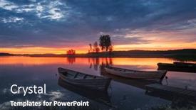  Presentation with boats - Presentation design enhanced with boats-at-lake-strusta background and a tawny brown colored foreground