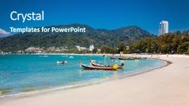  Presentation with fishing boats - Audience pleasing presentation theme consisting of uv water - fishing boats at patong beachin backdrop and a ocean colored foreground