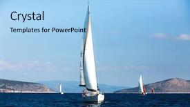  Presentation with sailing - PPT theme featuring boats at the aegean sea background and a light blue colored foreground