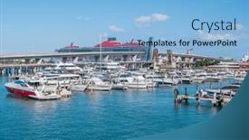  Presentation with miami - PPT theme with boats-at-the-pier background and a light blue colored foreground