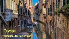  Presentation with boats - Cool new PPT theme with boats-balcony-with-plant backdrop and a tawny brown colored foreground