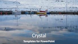  Presentation with vessels - Cool new theme with boats docked at the quay pier in a small icelandic village seydisfjordur calm water with reflection of vessels backdrop and a ocean colored foreground