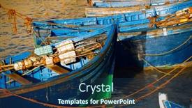  Presentation with fishing boats - Slide set with boats docked in the fishing port in essaouira morocco background and a ocean colored foreground