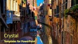  Presentation with venice - Colorful presentation enhanced with boats-docking-laundry-balcony backdrop and a tawny brown colored foreground