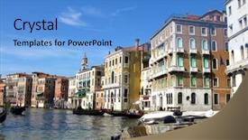  Presentation with boats - Slides with boats floats on the grand of venice background and a teal colored foreground