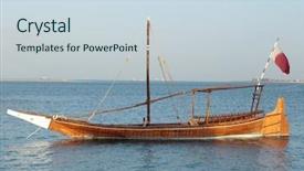  Presentation with qatar flag - Presentation featuring boats in doha bay qatar background and a sky blue colored foreground