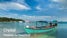  Presentation with boats - Beautiful PPT theme featuring boats in sihanoukville cambodia backdrop and a  colored foreground