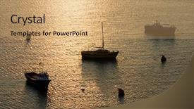  Presentation with ripples - Presentation theme enhanced with boats in the marina sea background and a  colored foreground