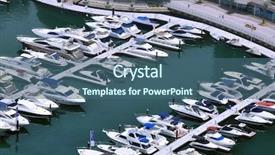  Presentation with boat - PPT theme having boats in the marina background and a ocean colored foreground