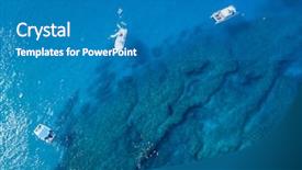  Presentation with coral reef - Slides with boats in the ocean anchor background and a teal colored foreground