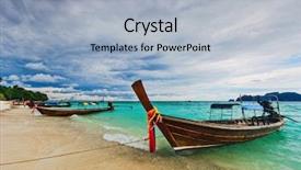  Presentation with gloomy - Slide set consisting of boats in the tropical sea under gloomy sky phi phi island thailand background and a light blue colored foreground