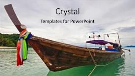  Presentation with gloomy - Theme consisting of boats in the tropical sea under gloomy sky phi phi island thailand background and a light gray colored foreground