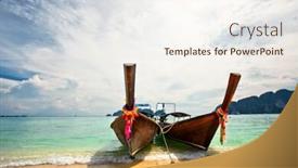  Presentation with boats - PPT theme enhanced with boats in the tropical sea phi phi island thailand background and a sky blue colored foreground