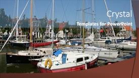  Presentation with boats - Slide deck consisting of boats-moored-in-the-harbor background and a teal colored foreground