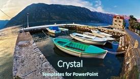  Presentation with kotor montenegro - Colorful presentation enhanced with boats near the quay at sunset with mountains in the background the bay of kotor montenegro backdrop and a navy blue colored foreground