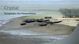  Presentation with canning - PPT theme having boats-of-fishermen-stranded background and a light blue colored foreground