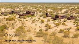  Presentation with central asia - PPT theme with boats-on-a-ship-graveyard background and a yellow colored foreground