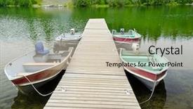 Presentation with boats - Amazing presentation theme having covered bridge - boats on lake backdrop and a soft green colored foreground