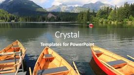  Presentation with mountain lake - Amazing PPT theme having boats on mountain lake moorage strebske pleso slovakia backdrop and a tawny brown colored foreground