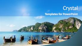  Presentation with boats - Presentation having boats on phi phi island background and a teal colored foreground