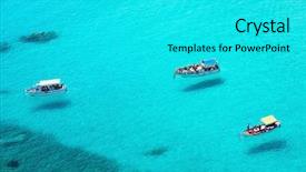  Presentation with crystal - Theme featuring boats on the crystal clear background and a cyan colored foreground
