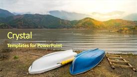  Presentation with fishing boats - Amazing slides having boats on the lake kawaguchiko backdrop and a  colored foreground