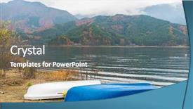  Presentation with japan of the flag - Colorful PPT layouts enhanced with boats on the lake kawaguchiko backdrop and a  colored foreground