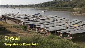  Presentation with mekong - Audience pleasing slide deck consisting of boats on the mekong river huay xay laos backdrop and a tawny brown colored foreground