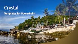  Presentation with philippines - Colorful presentation theme enhanced with apoc - boats parked on a green backdrop and a teal colored foreground