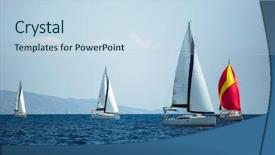  Presentation with yachting - Audience pleasing slide deck consisting of boats participate in yachting regatta backdrop and a sky blue colored foreground