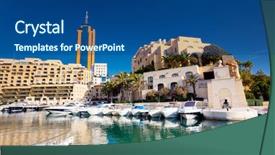  Presentation with singapore city landscape - Slides having boats portomaso business tower malta background and a ocean colored foreground