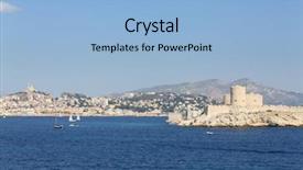  Presentation with sail - Colorful slide deck enhanced with boats sail near chateau if backdrop and a light blue colored foreground