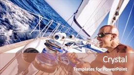  Presentation with yachting - PPT theme having boats sails - handsome strong man working background and a coral colored foreground