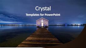  Presentation with blue night - Beautiful PPT theme featuring boatshed perth in blue night backdrop and a ocean colored foreground