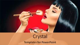  Presentation with japanese food - Colorful theme enhanced with bob haircut eating healthy japanese backdrop and a coral colored foreground