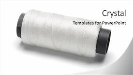  Presentation with thread - Slides enhanced with bobbin of white thread on white background background and a white colored foreground