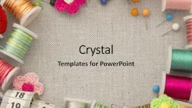  Presentation with sewing tools - Presentation with bobbins and other sewing background and a light gray colored foreground