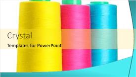  Presentation with thread - PPT theme with bobbins of thread isolated on white background and a yellow colored foreground