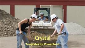  Presentation with sand - Cool new theme with bobcat - construction workers shoveling sand backdrop and a tawny brown colored foreground