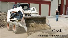 Presentation with sand - PPT theme enhanced with bobcat dumping sand background and a coral colored foreground
