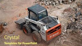  Presentation with old house - Slide set consisting of bobcat-skid-steer-loader-transports background and a tawny brown colored foreground