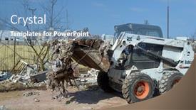  Presentation with old house - Slides having bobcat-skid-steer-loader-transports background and a teal colored foreground