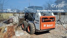  Presentation with old house - Audience pleasing theme consisting of bobcat-skid-steer-loader-transports backdrop and a  colored foreground