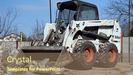  Presentation with old house - Slide deck featuring bobcat-skid-steer-loader-transports background and a violet colored foreground