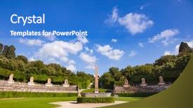  Presentation with amphitheater - Amazing presentation theme having boboli gardens park primary axis backdrop and a cobalt blue colored foreground