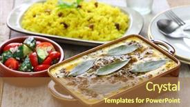  Presentation with rice - Slide deck having bobotie is a curry flavor background and a tawny brown colored foreground