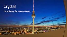  Presentation with aerial - Presentation theme having bode - aerial view on alexanderplatz background and a navy blue colored foreground